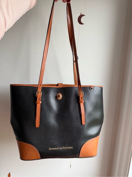 Dooney & Bourke Handbags - Dooney & Bourke Black Tote with Tan Leather Trim